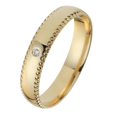 Trauring FIRETTI "Schmuck Geschenk Gold 750 Hochzeit Ehering "LIEBE" Gr. 58, gold (gelbgoldfarben), Fingerringe, 58, 0,01 ct SI = kleine Einschlüsse mit Brillant, Gelbgold 375, 4mm, Made in Germany, wahlweise mit oder ohne Brillant Image