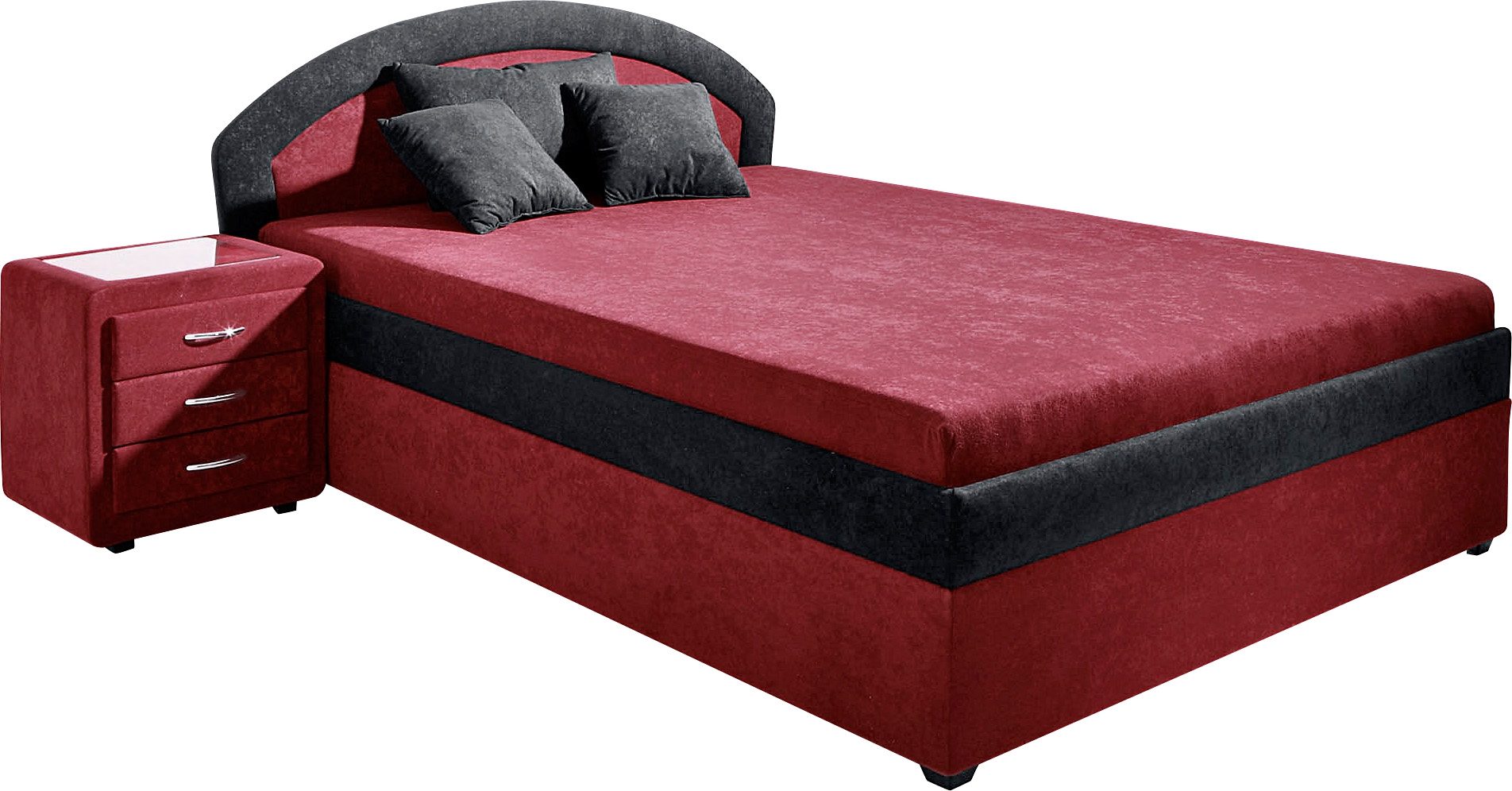Polsterbett MAINTAL, rot (rot, schwarz), B:193cm H:96cm L:208cm, Betten Image