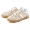 Sneaker LASCANA "Schnürschuh, Halbschuh, Freizeitschuh", Damen, Gr. 39, beige (beige, weiß), Obermaterial: 50% Lederimitat, 50% Textilmaterial. Futter: 100% Textilmaterial. Decksohle: 100% Textilmaterial. Laufsohle: 100% Synthetik, unifarben, retro,...