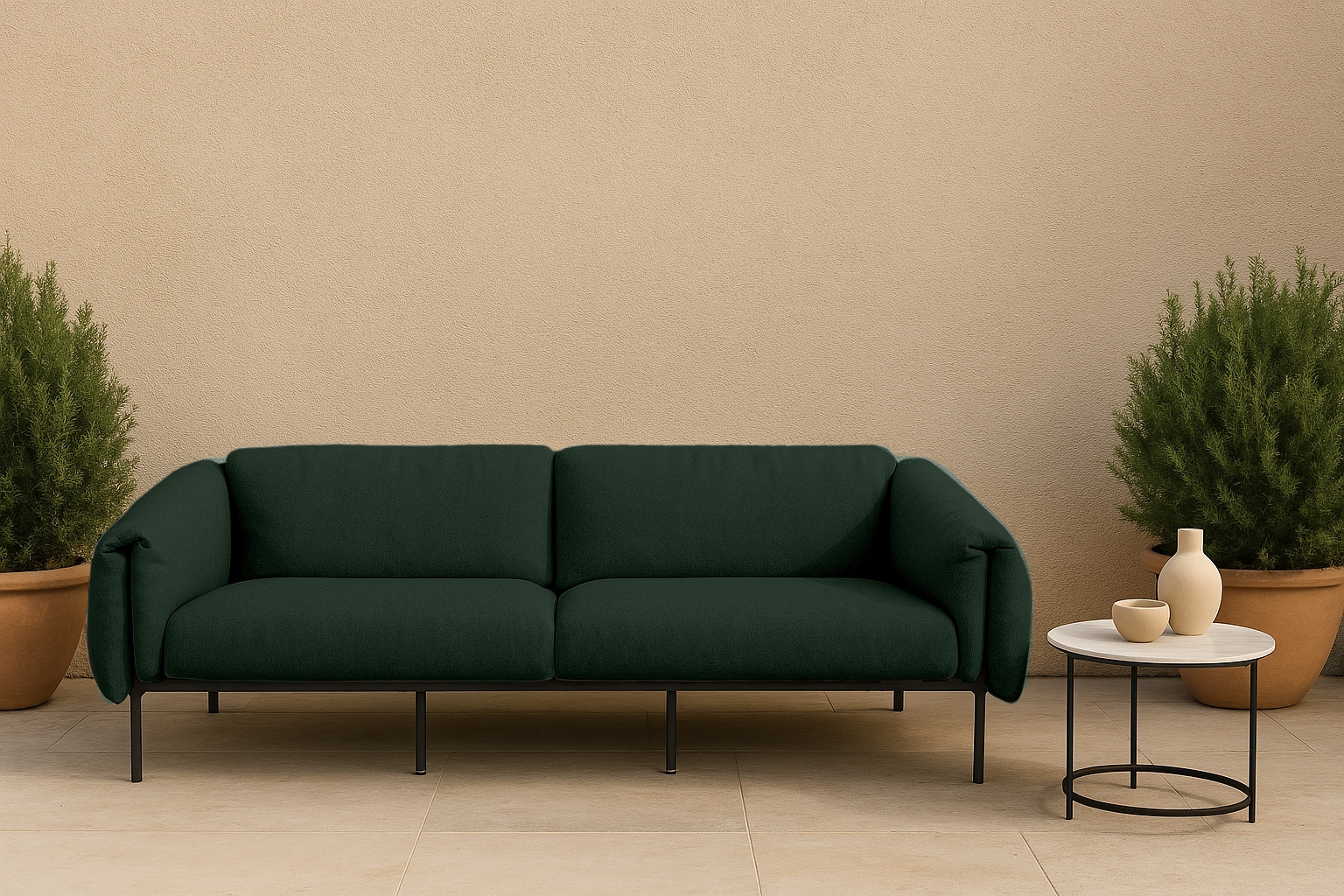 3-Sitzer ANDAS "Lumi", grün (deep forest), B:226cm H:73cm T:96cm, 100% Polip, Sofas, Outdoor Gartensofa, wetterfeste Materialien, Breite 228 cm Image