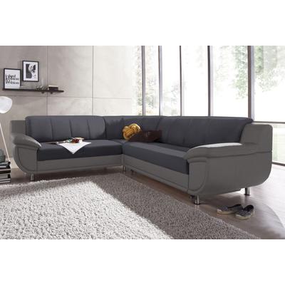 Ecksofa TRENDMANUFAKTUR "Rondo 3, zeitlos und modern, im Materialmix, L-Form", grau (grau, dunkelgrau), B:267cm H:85cm T:247cm, Luxus-Microfaser ALCAZAR, Struktur fein, Kunstleder SOFTLUX / Struktur (77% Polyester; 23% Polyacryl), Sofas, wahlweise... Image