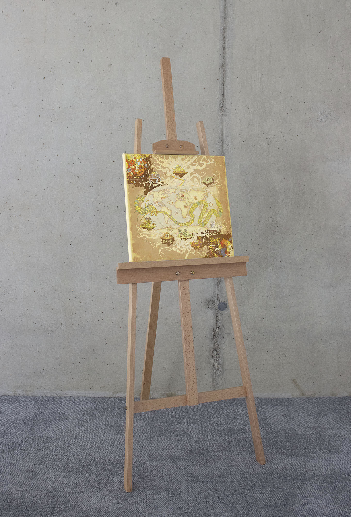 Leinwandbild KOMAR "Marvel World Map - Größe 40 x 40 cm", bunt (farbe rahmen: braun, farbe bild(er): bunt), B:40cm H:40cm T:2cm, Holz, Papier, Bilder, Keilrahmenbild mit Echtholzrahmen, Kinderzimmer Image