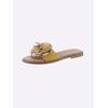 Pantolette HEINE, Damen, Gr. 40, bunt (gelb, bunt), Leder, Veloursleder, Glattleder, Glattleder, modisch, Schuhe