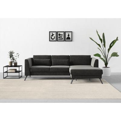 Ecksofa SIT & MORE "Lindholm L-Form", grau (anthrazit), B:262cm H:88cm T:171cm, Sofas, mit Sitztiefenverstellung und Federkern Image