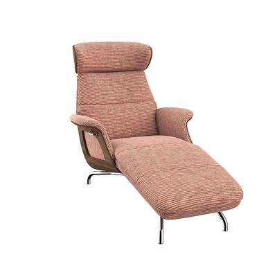 Loungesessel FLEXLUX "Clement Chaislongue, Relaxstuhl, Liegesessel", weiß (magnolia), B:81cm H:102cm T:152cm, 86% Polyester, 12% Polyamide, Sessel, Rücken- & Kopfteilverstellung, Armlehne, Walnuss, Fuß Alu Image