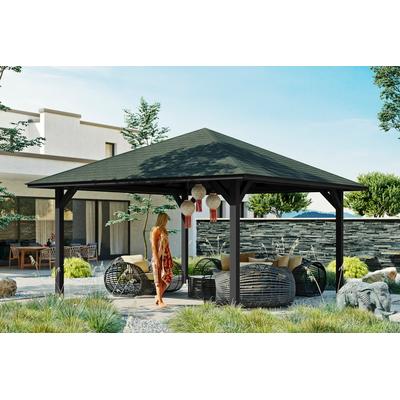 Pavillon SKANHOLZ "Cannes 3", grau (anthrazit), B/H/T: 504cm x 344cm x 504cm, Pavillons, 4-Eck, BxT: 504x504 cm Image