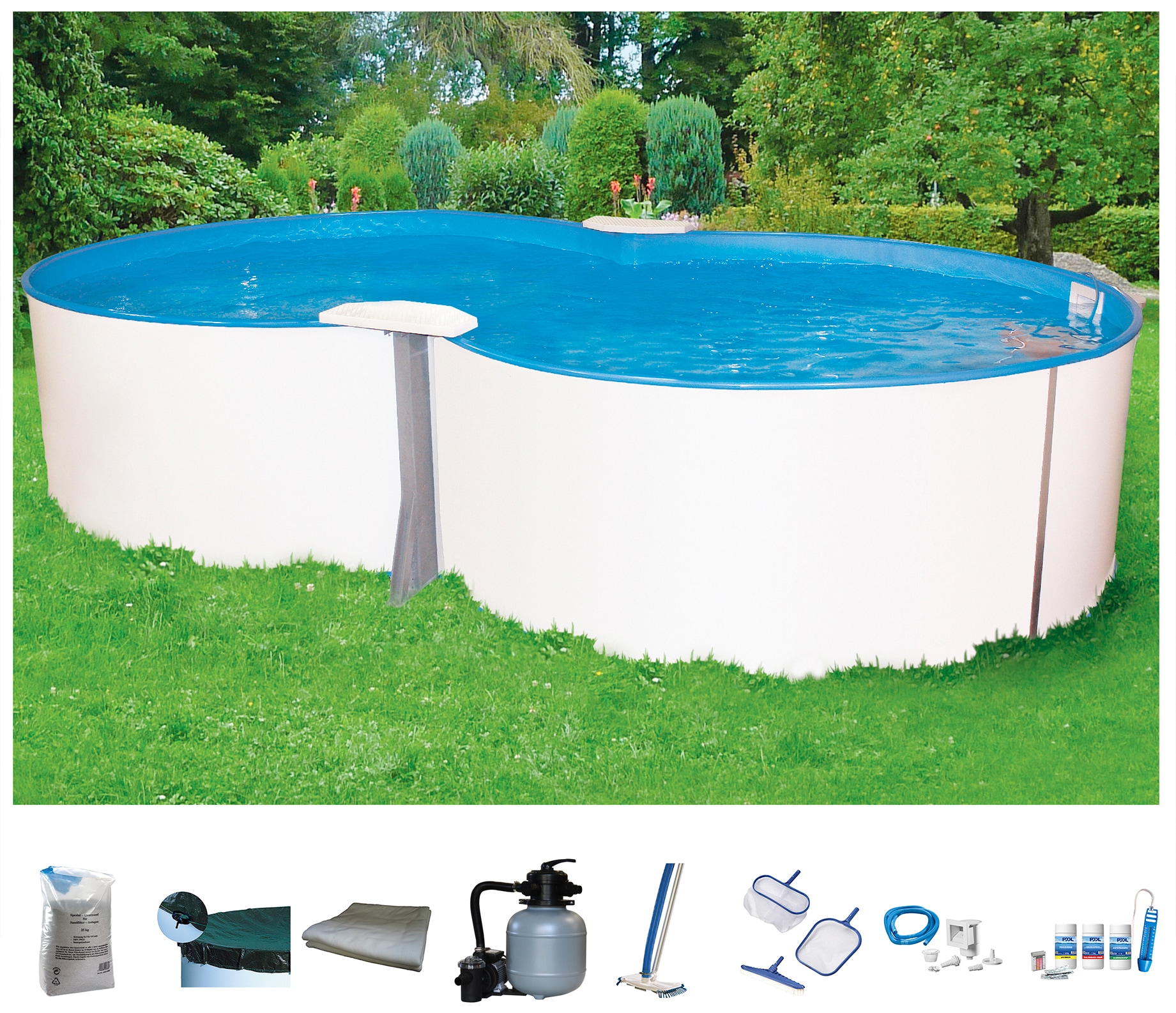 Achtformpool MY POOL BWT "PREMIUM", weiß, B:300 H:135 L:470, Schwimmbecken, Tiefe 1,35 m, in versch. Größen erhältlich Image