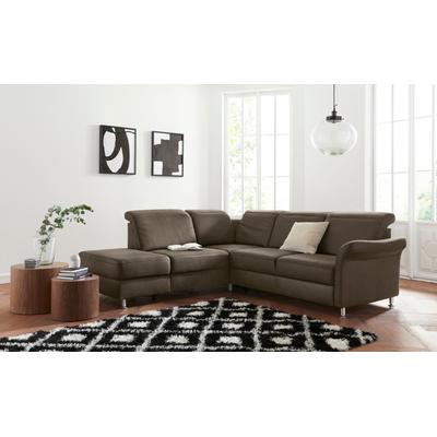 Ecksofa SIT & MORE "Darwin L-Form", grün (olive), B:249cm H:83cm T:221cm, Sofas, inklusive Federkern, wahlweise mit Kopfteilverstellung, Bettfunktion Image