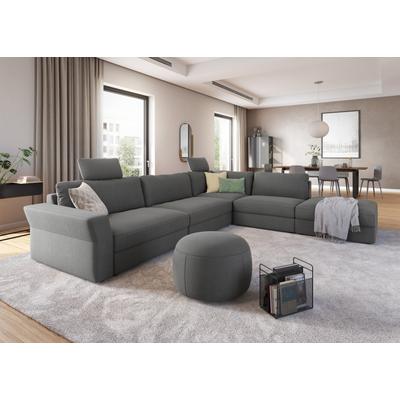 Ecksofa SIT & MORE "Cadabra L-Form", grau, B:356cm H:80cm T:292cm, Samtoptik (100% Polyester), Soft clean (98% Polyester, 2% Polyamid), Struktur fein (100% Polyester), Sofas, Breite 356 cm, mit Sitztiefenverstellung Image