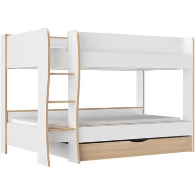 Kinderbett GAMI "ROOMY", weiß (weiß, weiß, weiß), B:130cm H:145cm L:209cm, Betten, Hochbett mit zwei Liegeflächen und Bettkasten Image