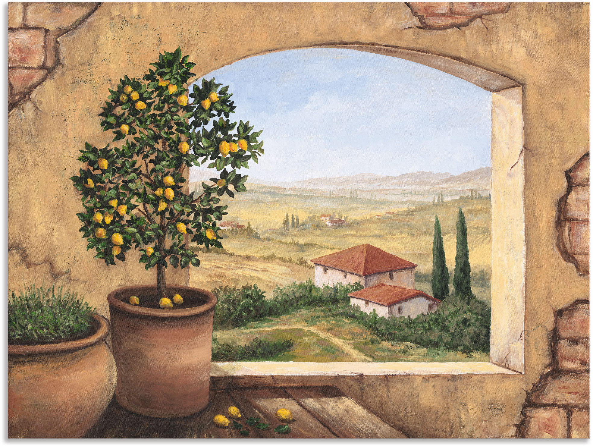 Wandbild ARTLAND "Fenster in der Toskana", beige (farbe bild(er): naturfarben), B:120cm H:90cm, Bilder, als Alubild, Outdoorbild, Leinwandbild, Poster, Wandaufkleber Image