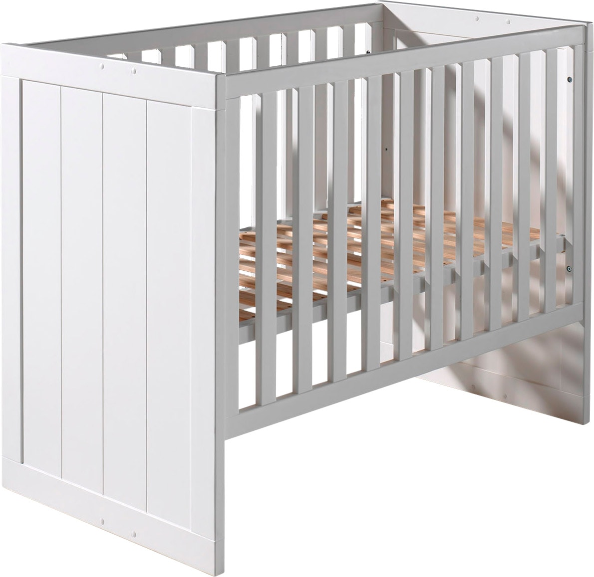 Babybett VIPACK, weiß, B:130cm H:88cm T:68cm, Holzwerkstoff, Babybetten, Babybett mit Liegefläche 60 x 120 cm weiß lackiert