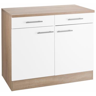 Unterschrank OPTIFIT "Kalmar", weiß, B:100cm H:85cm T:60cm, Schränke, Breite 100 cm Image