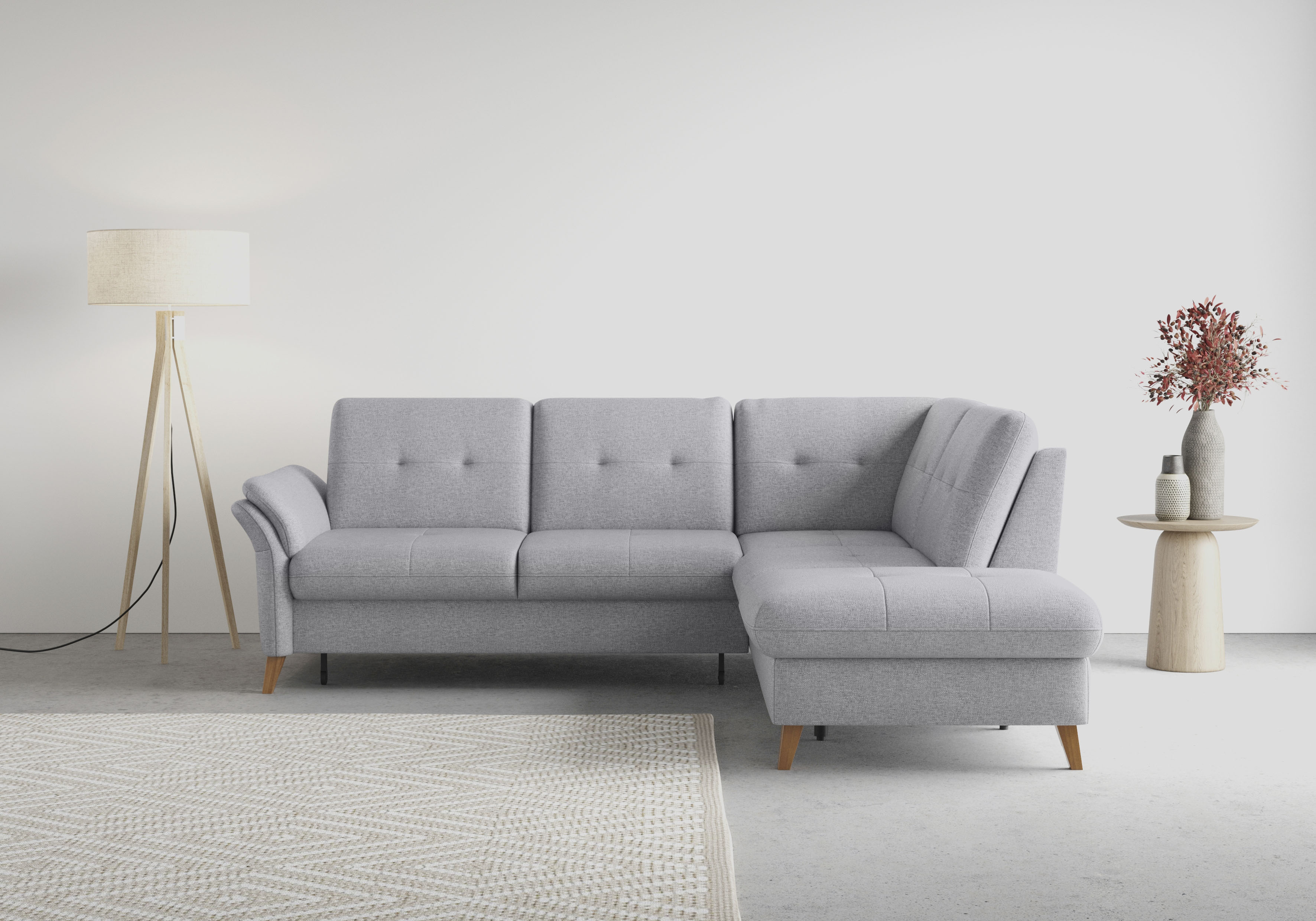 Ecksofa SIT & MORE "Göteborg", silber, B:250cm H:90cm T:226cm, Sofas, inkl. Sitztiefenverstellung, wahlweise mit Bettfunktion & Bettkasten