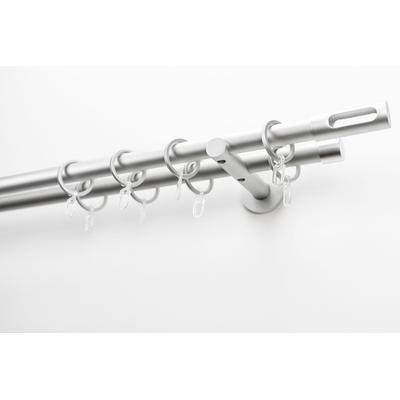 Gardinenstange GARESA "EASY", silber (silberfarben), B:65cm L:390cm Ø:20mm, Aluminium, Gardinenstangen, Vorhanggarnitur, verlängerbar, Endk. M. Ausschnitt, Alu, m. Ringe Image