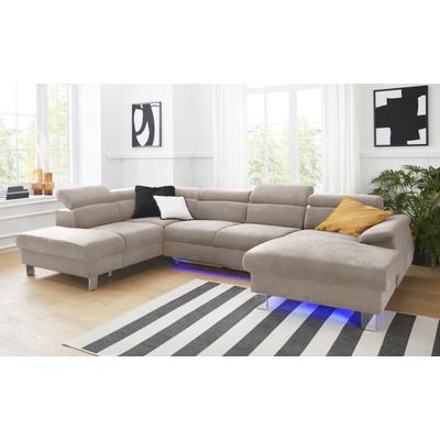 Wohnlandschaft COTTA "Komaris U-Form mit Kopfteilverstellung", beige, B:320cm, Microfaser PRIMABELLE (100% Polyester), Kunstleder SOFTLUX, Feinstruktur (100% Polyester), Kunstleder SOFTLUX/Struktur (100% Polyester), NaturLEDER, Sofas, wahlweise mit... Image