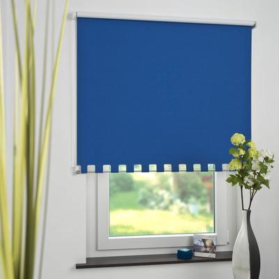 Seitenzugrollo LIEDECO Gr. 16, blau, B:212cm H:180cm, Polyester, Rollos, Volantrollo - eckiger Volant, Fixmaß Image