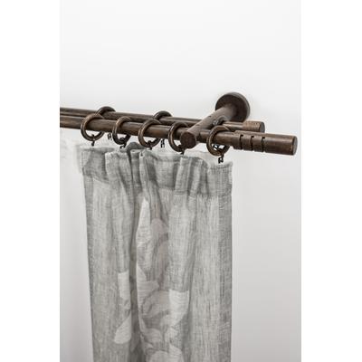 Gardinenstange GARESA "PEMPIA", braun (nussbaum), L:180cm Ø:20mm, Holzwerkstoff, Metall, Gardinenstangen, Vorhanggarnitur, verlängerbar, Knopf m.Ausschnitten, mit Ringen Image
