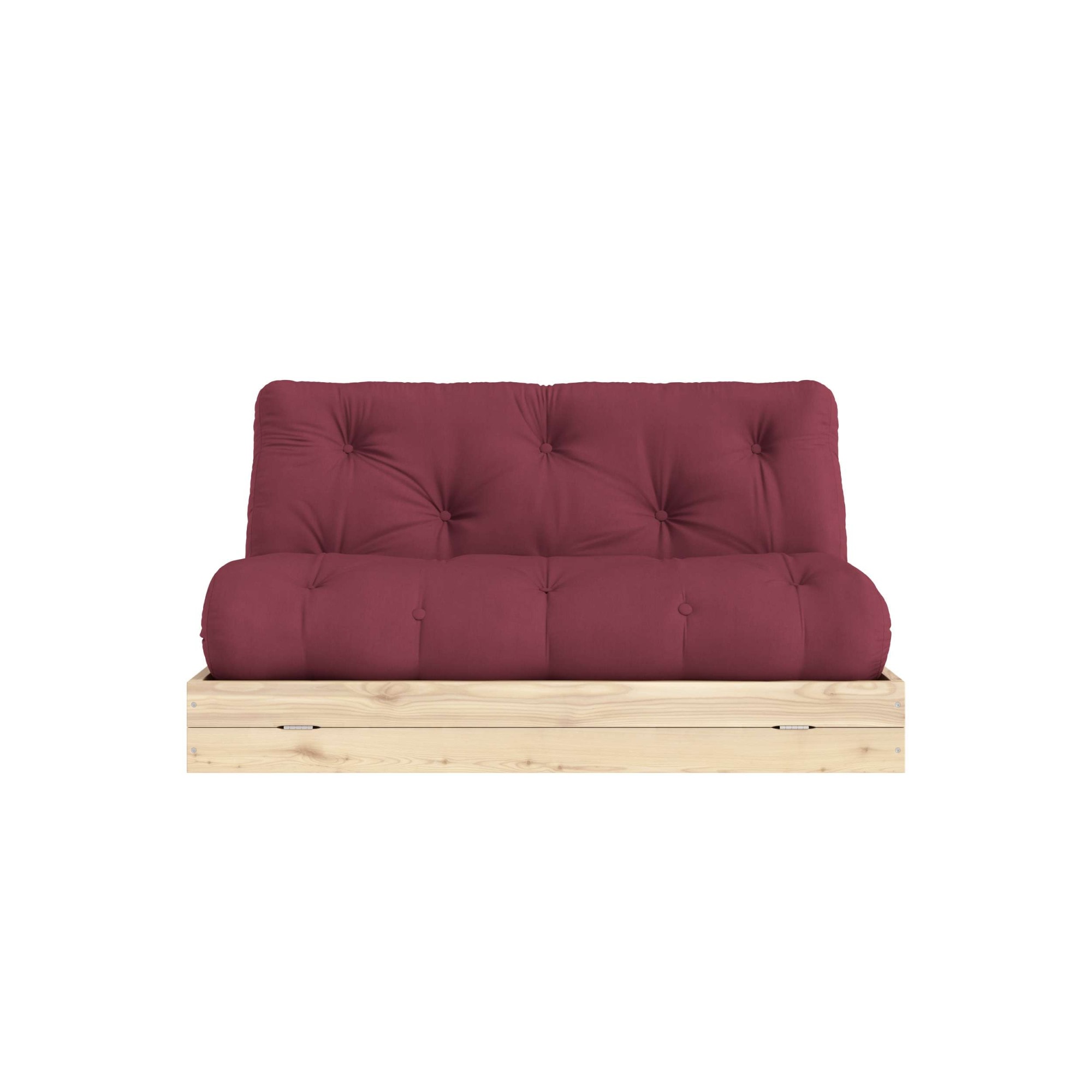 Schlafsofa KARUP DESIGN "Flip Sofabed, Made in Europe, mehrere Farben, vielseitig einsetzbar", rot (bordeaux), B:145cm H:83cm T:98,5cm, Bezug: 80% Baumwolle, 20% Polyester, Sofas, Schlafsofa, inkl. handgefertigte Futonmatratze, FSC-zertifiziertes...