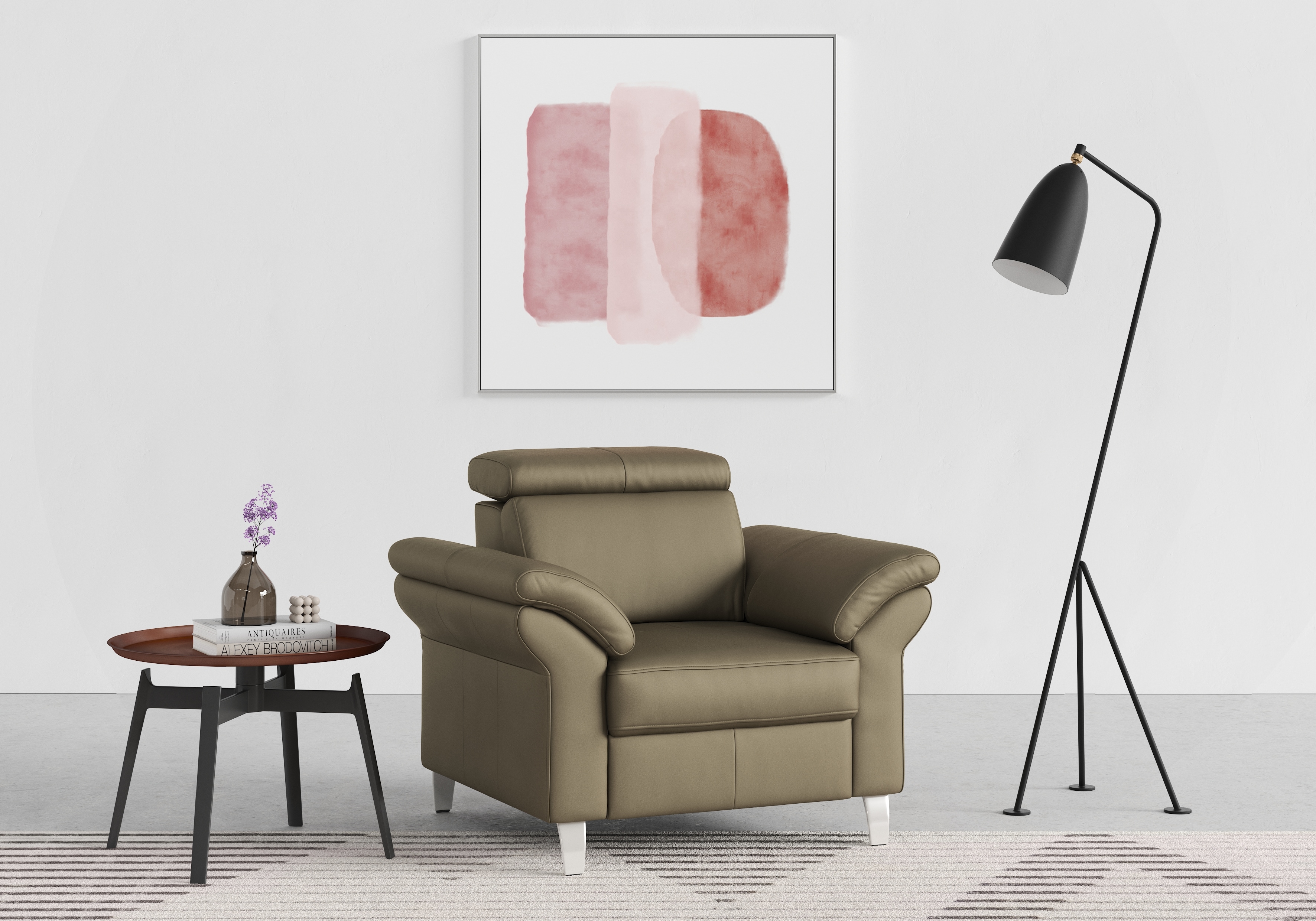 Sessel SIT & MORE "Arngast", grün (olive), B:101cm T:93cm, Luxus-Microfaser ALTARA NUBUCK (100% Polyester);Struktur (100% Polyester);Flachgewebe (90% Polyester; 10% Polyamid), Sessel, inklusive Federkern und Kopfteilverstellung