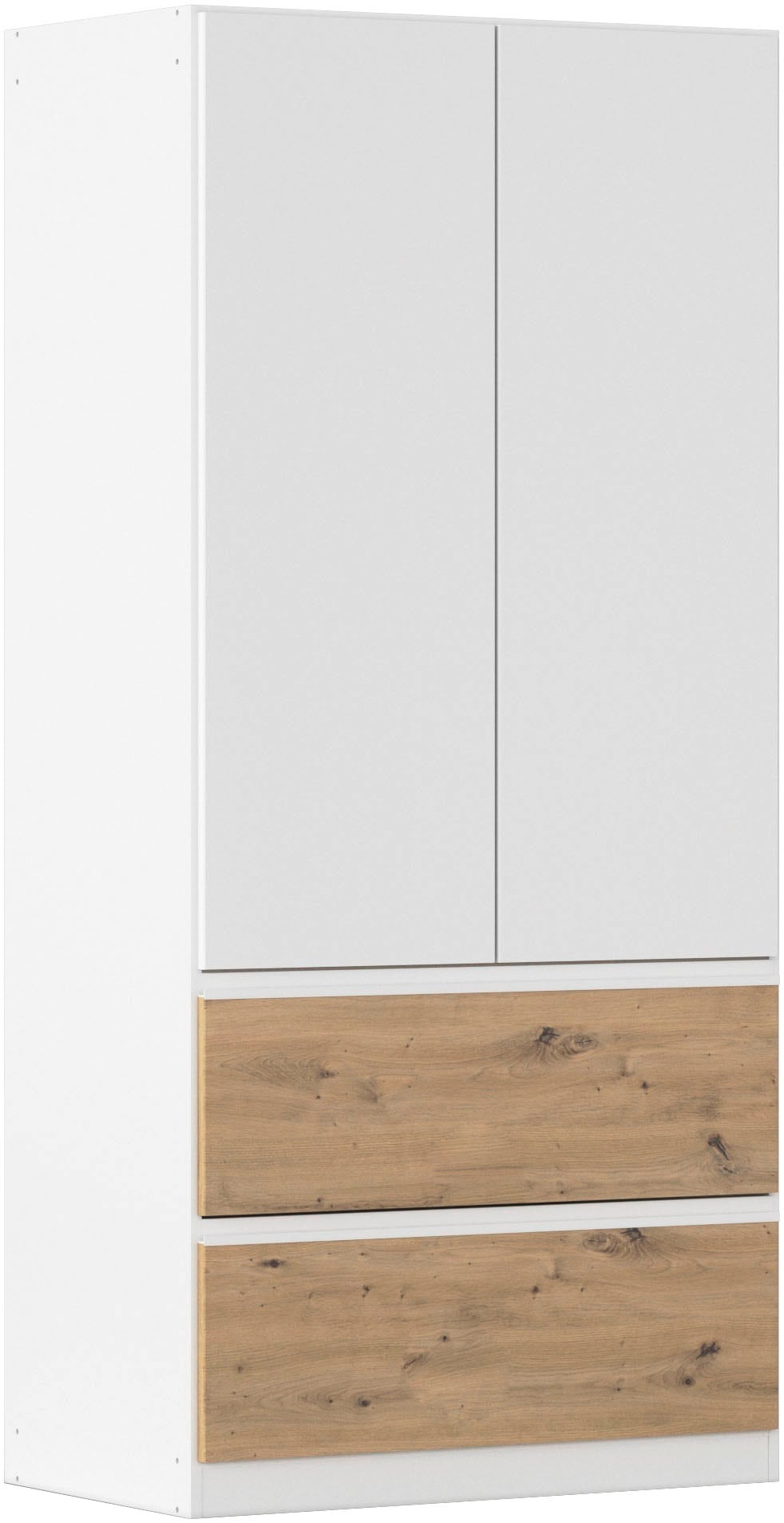 Drehtürenschrank RAUCH "Kleiderschrank Schrank Garderobe Wäscheschrank COSTA in 3 Breiten", weiß (alpinweiß, eiche artisan), B:90cm H:197cm T:54cm, Holzwerkstoff, Schränke, viel Platz, grifflose Front und Push-to-Open Funktion MADE IN GERMANY Image