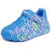 Sneaker SKECHERS "UNO LITE - LOVE LEVITATE", Kinder, Gr. 27, blau, Lederimitat, casual, Schuhe, Schnürschuh mit bedruckter Sohle, Größenschablone zum Download