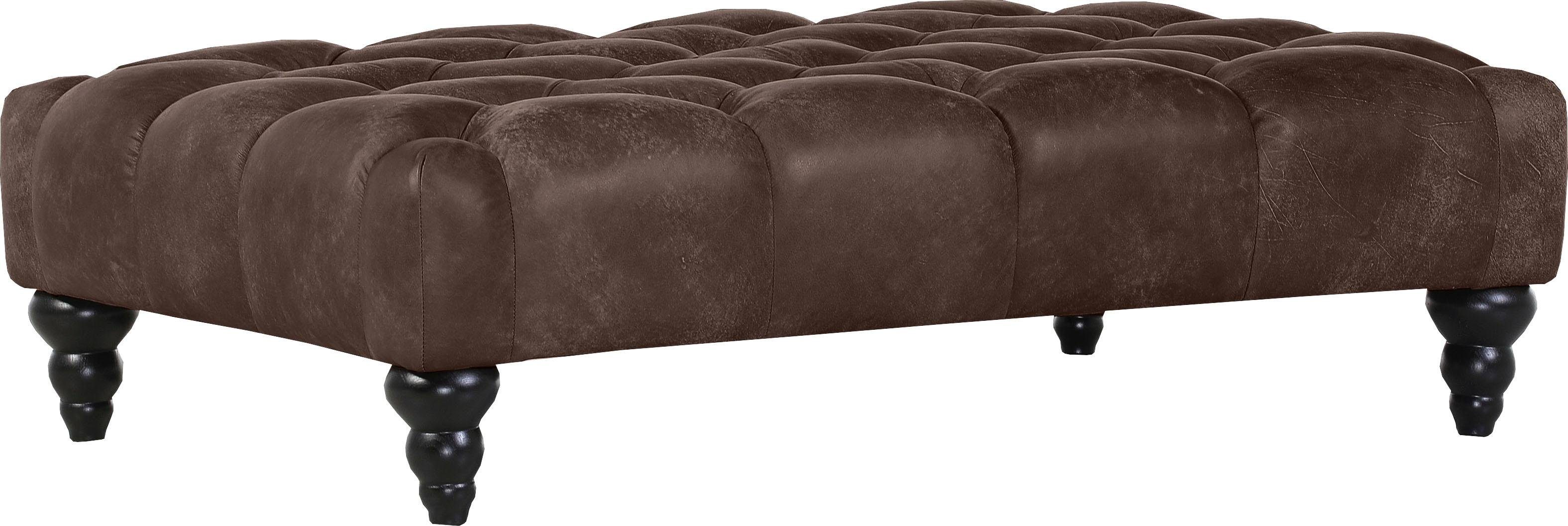 Hocker GUTMANN FACTORY "Amazonas", braun, B:120cm H:35cm T:80cm, Hocker, Sitzhocker, in Chesterfield Optik