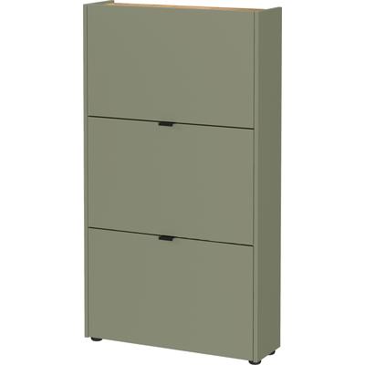 Schuhschrank GERMANIA "GW-Ameca", grün (taupegrün, navarra, eiche, nachbildung), B:71cm H:127cm T:22cm, Spanplatte, Metall, Kunststoff, Schränke, mit Platz für bis zu 9 Paar Schuhen Image