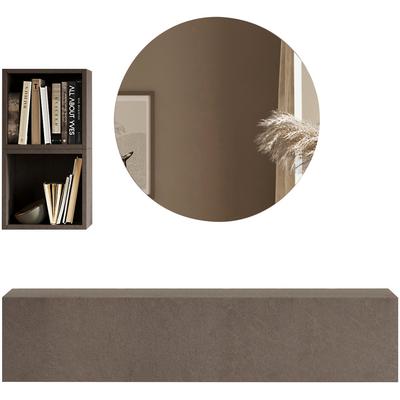 Garderoben-Set INOSIGN "INFINITY, 3tlg. Breite 138 cm, Höhe variabel, moderne Garderobe", braun (bronzo), B:138cm H:175cm T:30cm, Kastenmöbel-Sets, (Hängeschrank, Würfelregal 2er Set, Spiegel) ideal für Diele, Flur Image