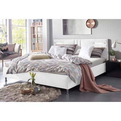 Polsterbett "Elba", weiß, B:170cm L:210cm, Bezug Bett: Microfaser (100% Polyester) oder Strukturstoff (77% Polyester, 23% Viskose), Bonnell-Federkernmatratze: 51% Polypropylen, 39% Polyester und 10% Baumwolle, Kaltschaummatratze: 100% Polyester,... Image