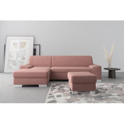 Ecksofa DOMO COLLECTION "Anzio L-Form, whlw. Bettfunktion, Federkern, hochwertig, Breite 271 cm", lila (malve), B:271cm H:85cm T:160cm, Sofas, Ohne Bettfunktion, Recamiere links, Luxus-Microfaser, dunkelgrau Image