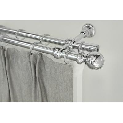 Gardinenstange GARESA "ANDREA", grau (chromfarben), L:380cm Ø:20mm, Metall, Gardinenstangen, Vorhanggarnitur, verlängerbar, Endknopf Kugel lang, mit Ringen Image