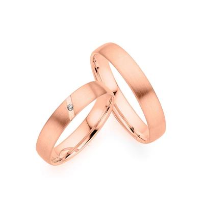 Trauring PHÖNIX "Schmuck Geschenk Gold 333 Trauring Ehering LIEBE versch. Varianten" Gr. 61, rosa (roségoldfarben), Fingerringe, 61, 0,01 ct SI = kleine Einschlüsse mit Brillant, Roségold 333, 4,0mm, Rosu00e9gold 333, Made in Germany, wahlweise mit... Image