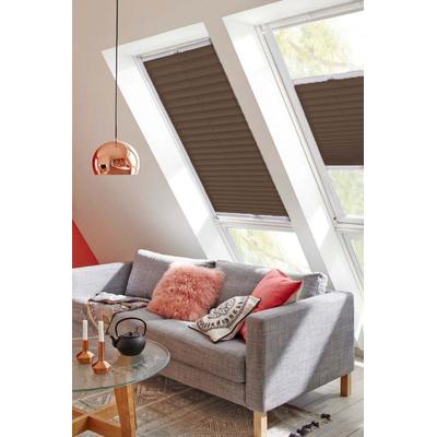 Dachfensterplissee SUNLINES "Classic Style Crepe", braun (braun, weiß), B:61cm H:122cm, Obermaterial: 100% Polyester, Plissees, mit Führungsschienen Image