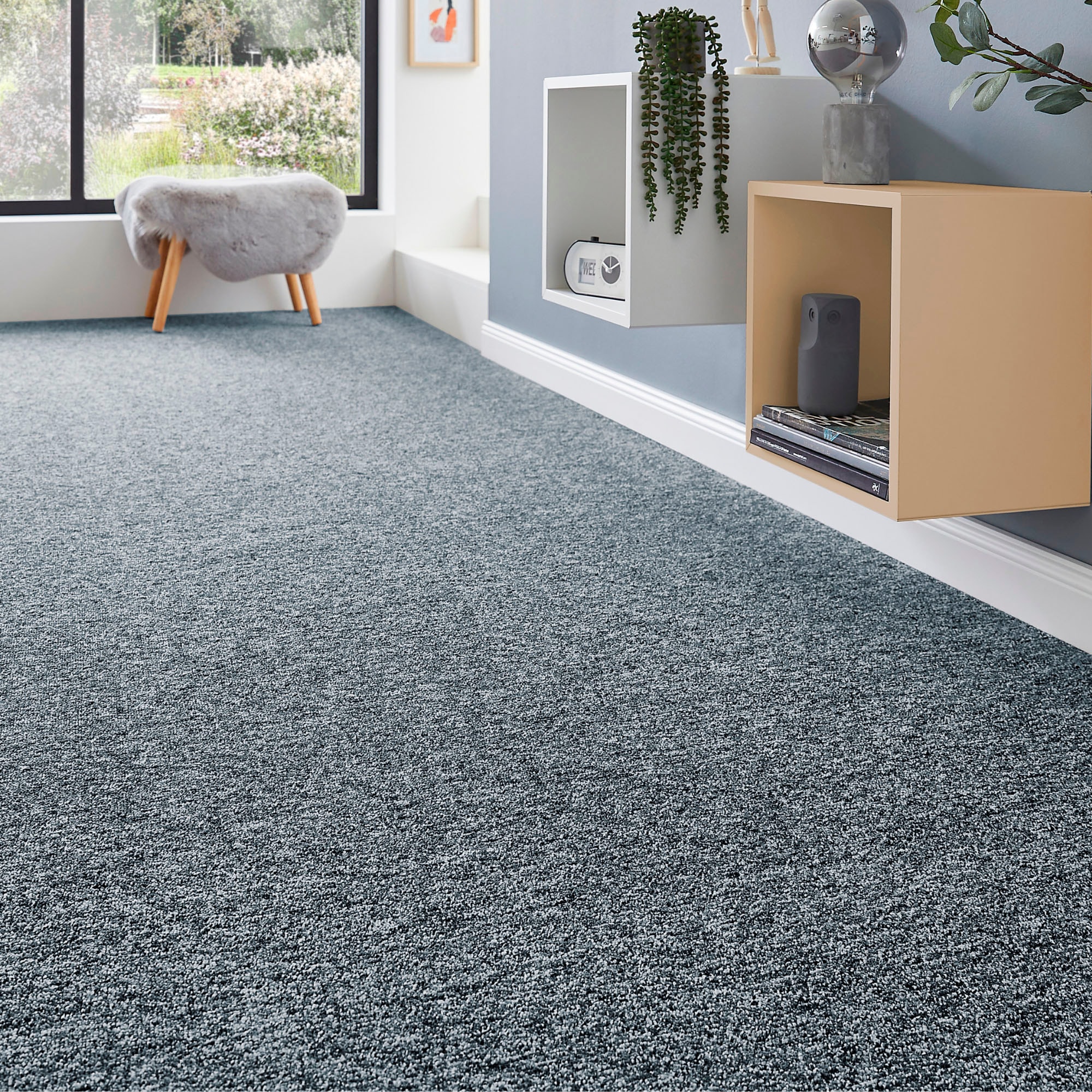 Teppichboden ANDIAMO "Matz, Schlinge, Made in Belgium", grau (anthrazit), B:400cm H:6mm L:1.200cm, Kunstfaser, Teppiche, meliert, Breite 400 cm oder 500 cm, strapazierfähig & pflegeleicht Image