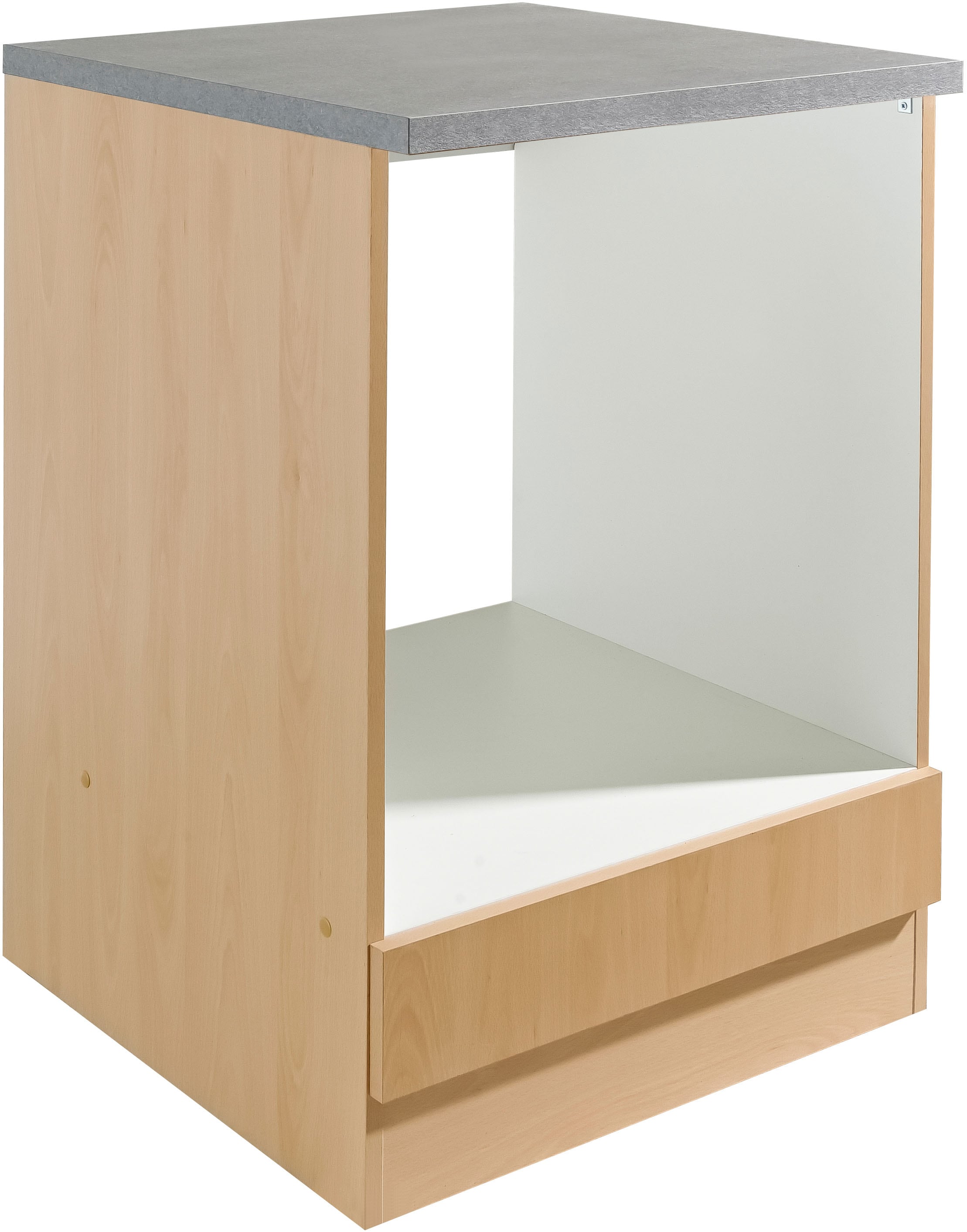 Herdumbauschrank WIHO KÜCHEN "Kiel", grau (front und korpus: buche dekor, arbeitsplatte: canvas grau), B:60cm H:85cm T:60cm, Schränke, Herdumbauschrank, 60 cm breit