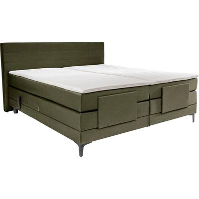 Boxspringbett ALINA "Powell", grün (dunkelgrün gcp 333), B:172cm L:212cm, Chenille GCP (100% Polyester), Komplettbetten, Boxspringbett, inkl. Motor, Matratze und Topper, in unterschiedlichen Ausführungen Image