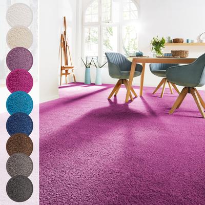 Teppichboden ANDIAMO "Sophie, Frisee-Velours, Made in Netherlands", lila (flieder), B:500cm H:12mm L:450cm, Kunstfaser, Teppiche, Uni Farben, Breite 400 cm oder 500 cm, strapazierfähig & pflegeleicht Image