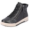 Schnürboots RIEKER SPORT, Damen, Gr. 42, schwarz, Leder, sportlich, Schuhe, Stiefelette, High Top Sneaker, Freizeitboots mit Reißverschluss