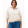 Sweatshirt TOMMY HILFIGER CURVE "CRV CLASSIC SCRIPT FLEECE 1/2ZIP", Damen, Gr. 50, heather oatmilk, Sweatware, Obermaterial: 77% Baumwolle, 23% Polyester, unifarben, casual, Kurzarm Bündchen, Sweatshirts, in großen Größen