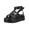 Plateausandaletten BUFFALO "Buffalo Sandalen Lederimitat", Damen, Gr. 38, schwarz, Lederimitat, casual, Schuhe