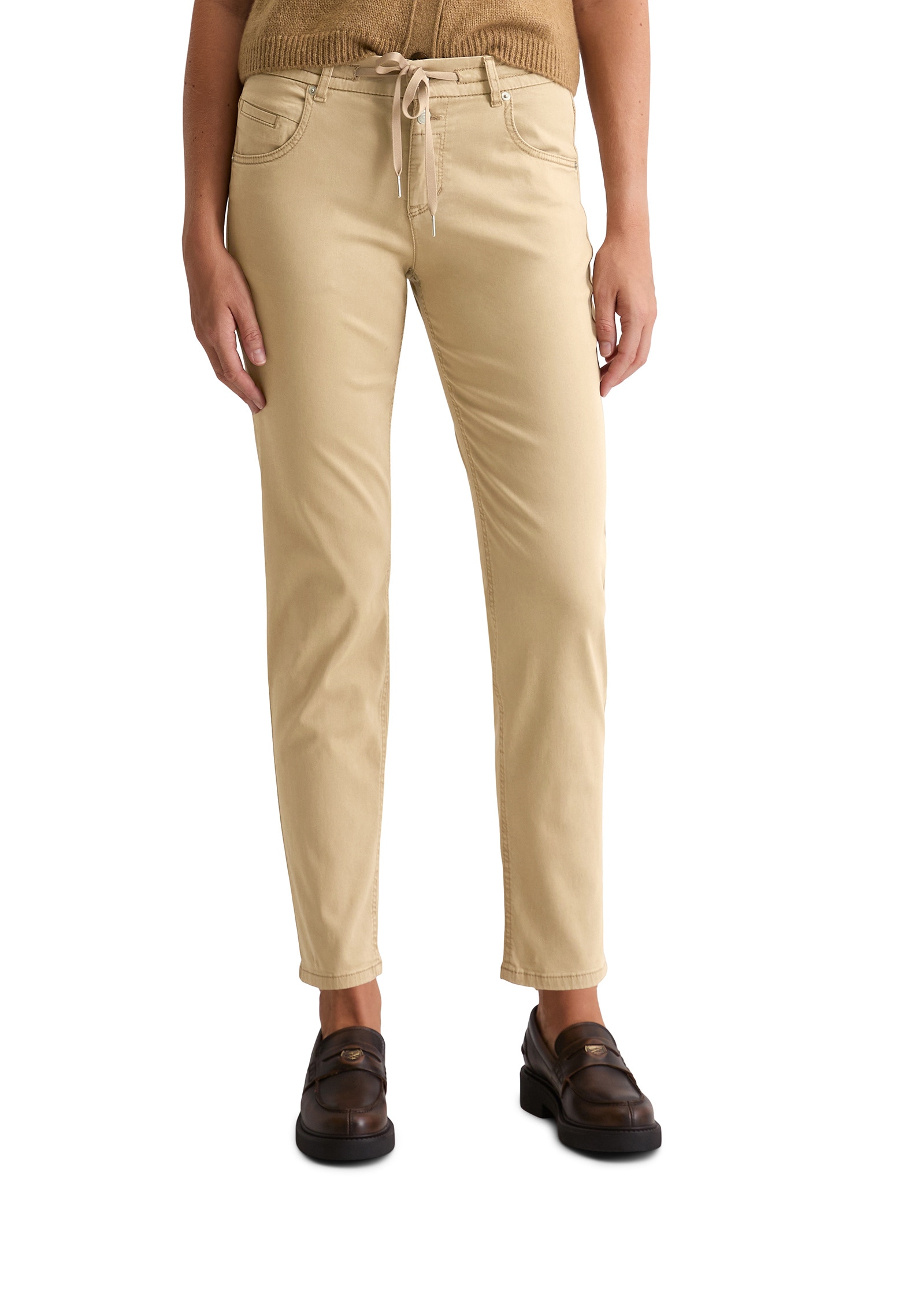 5-Pocket-Hose MARC O'POLO "mit TENCEL™ Lyocell", Damen, Gr. 27, Länge 30, beige (norse sand), Obermaterial: 64% Lyocell, 32% Baumwolle, 4% Elasthan, unifarben, lässig geschnitten normal, Hosen 5-Pocket-Hose