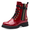 Schnürboots MARCO TOZZI BY GMK, Damen, Gr. 38, rot, Lacklederimitat, glänzend, modisch, Schuhe, Blockabsatz, Schnürboots mit Zierreißverschluss außen
