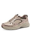 Plateausneaker TAMARIS, Damen, Gr. 39, rosa (rosegoldfarben), Textil, Lederimitat, metallic, kontrastfarbene Details, sportlich, Schuhe, Freizeitschuh, Halbschuh, Schnürer, Details in Metallicoptik