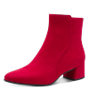 Stiefelette MARCO TOZZI, Damen, Gr. 41, rot, Textil, Veloursleder, klassisch, Schuhe, Blockabsatz, Businessschuh, Ankleboots mit Ziernähen