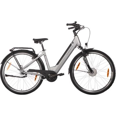 E-Bike SAXONETTE "SAXONETTE Comfort Plus 5.0 E-Bike Damen 28 Zoll" Gr. 45, silber, E-Bikes, 45cm, 28 Zoll (71,12cm), (mit integr. Akku), Elektrofahrrad für Alltag und Einkauf