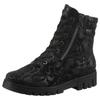 Schnürstiefelette WALDLÄUFER "H-SERENA", Damen, Gr. 8,5 (42,5), schwarz, Veloursleder, unifarben, klassisch, Schuhe, Schnürboots, Profilsohle, Blockabsatz, in Komfortweite H (= sehr weit)