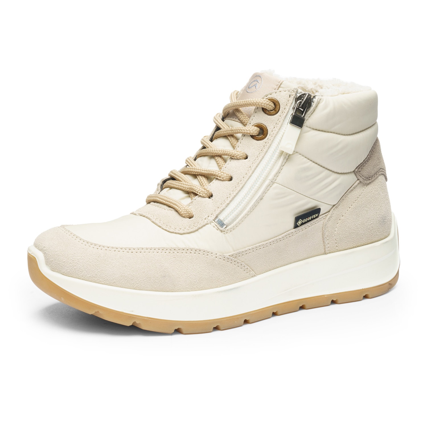 Sneakerboots ARA "NEW YORK", Damen, Gr. 7,5 (41), creme, hellbeige, Textil, Veloursleder, Schuhe, Winterboots, Snowboots mit Gore-Tex, H-Weite
