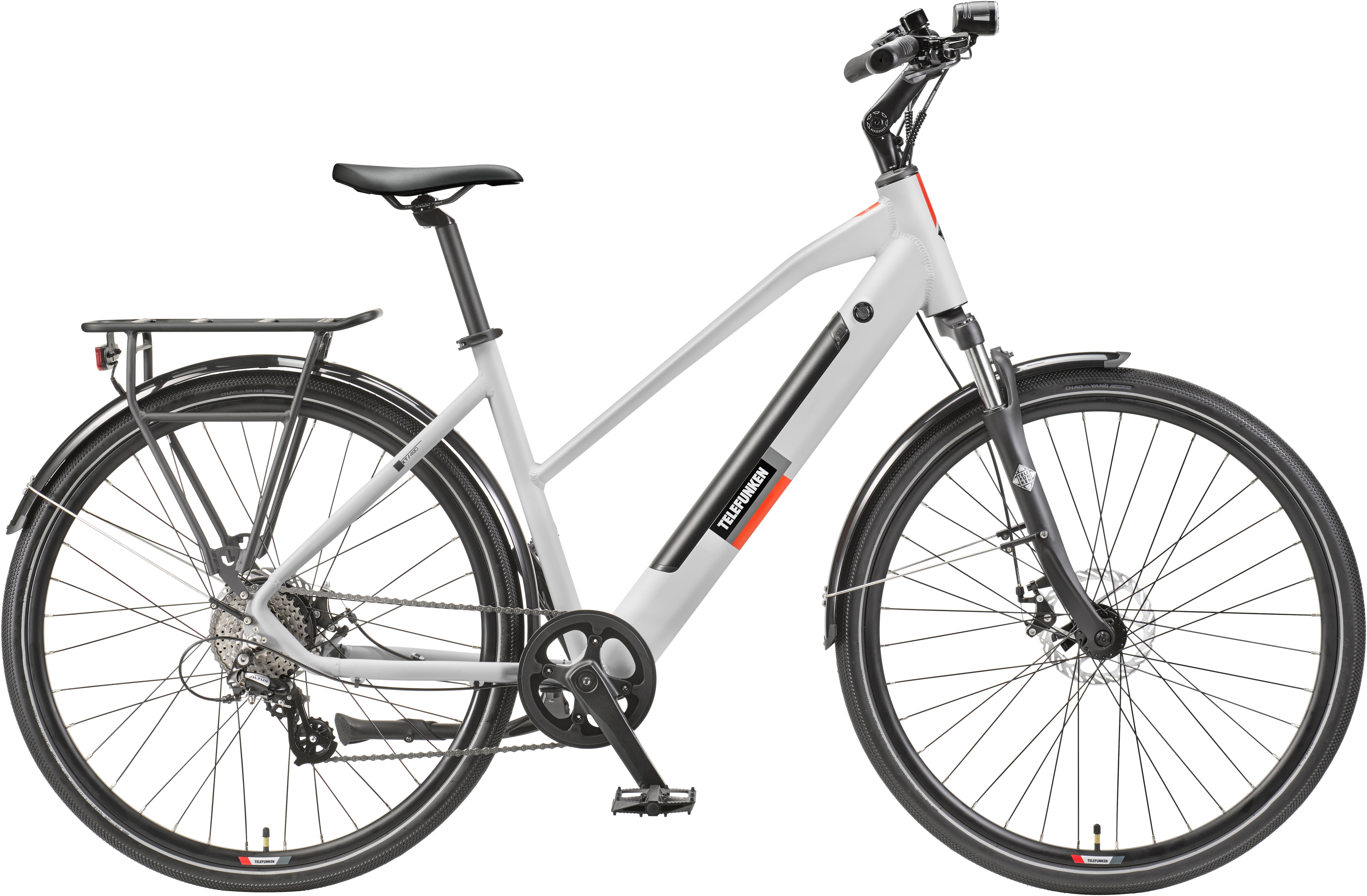E-Bike TELEFUNKEN "E-Trekking Expedition XT490 Damen" Gr. 48, schwarz (kreide, schwarz), Elektrofahrräder, 48cm, 28 Zoll (71,12cm), Pedelec, Elektrofahrrad, Damen, innerhalb StVZO, 28 Zoll Image
