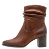 Stiefelette MARCO TOZZI, Damen, Gr. 41, braun (cognac), Lederimitat, unifarben, used, klassisch, Schuhe, Blockabsatz, Businessschuh mit Falten im slouchy Look